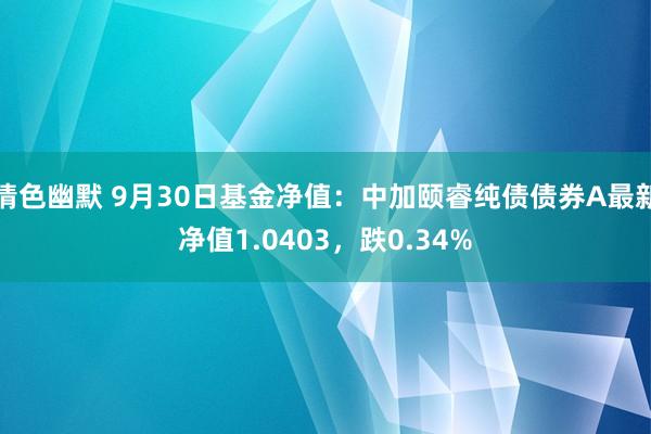 情色幽默 9月30日基金净值：中加颐睿纯债债券A最新净值1.0403，跌0.34%