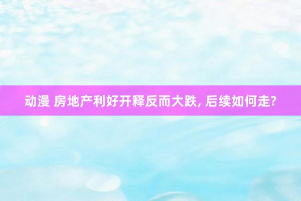 动漫 房地产利好开释反而大跌， 后续如何走?