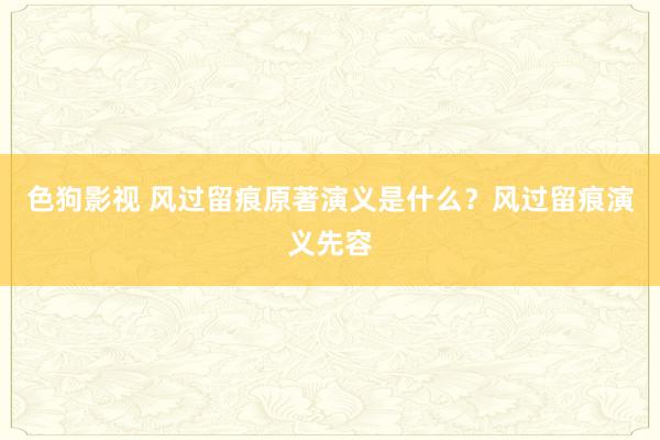 色狗影视 风过留痕原著演义是什么？风过留痕演义先容