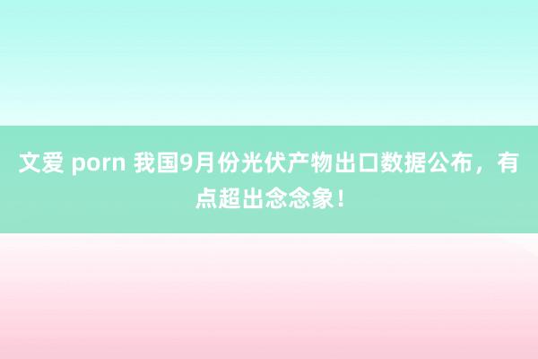 文爱 porn 我国9月份光伏产物出口数据公布，有点超出念念象！