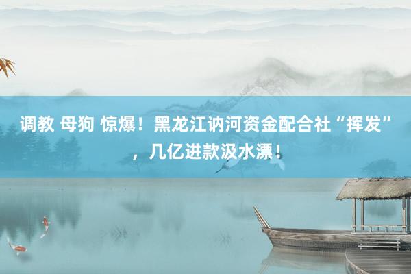调教 母狗 惊爆！黑龙江讷河资金配合社“挥发”，几亿进款汲水漂！