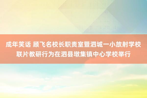 成年笑话 顾飞名校长职责室暨泗城一小放射学校联片教研行为在泗县墩集镇中心学校举行
