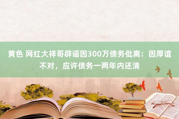 黄色 网红大祥哥辟谣因300万债务仳离：因厚谊不对，应许债务一两年内还清