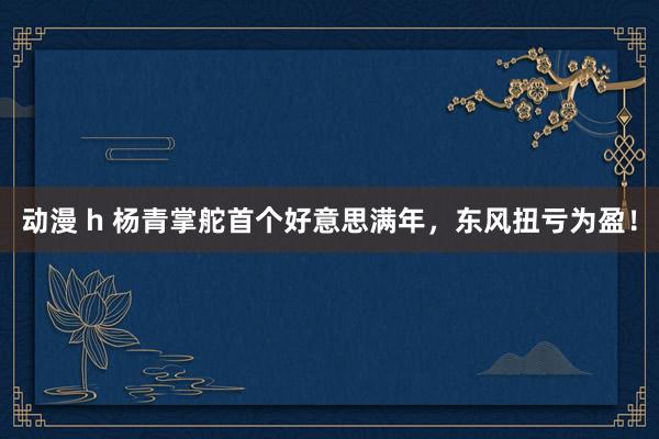 动漫 h 杨青掌舵首个好意思满年，东风扭亏为盈！