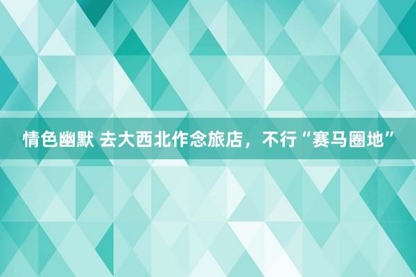 情色幽默 去大西北作念旅店，不行“赛马圈地”