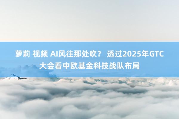 萝莉 视频 AI风往那处吹？ 透过2025年GTC大会看中欧基金科技战队布局