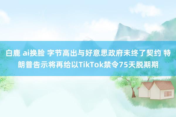 白鹿 ai换脸 字节高出与好意思政府未终了契约 特朗普告示将再给以TikTok禁令75天脱期期