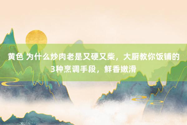黄色 为什么炒肉老是又硬又柴，大厨教你饭铺的3种烹调手段，鲜香嫩滑