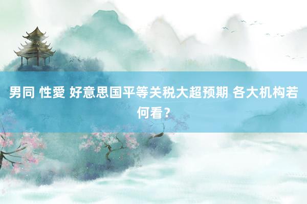 男同 性愛 好意思国平等关税大超预期 各大机构若何看？