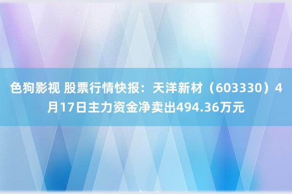 色狗影视 股票行情快报：天洋新材（603330）4月17日主力资金净卖出494.36万元