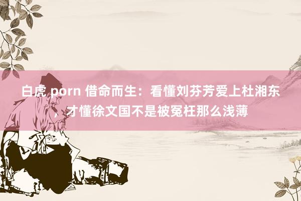 白虎 porn 借命而生：看懂刘芬芳爱上杜湘东，才懂徐文国不是被冤枉那么浅薄