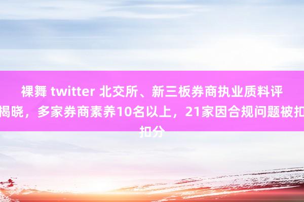 裸舞 twitter 北交所、新三板券商执业质料评价揭晓，多家券商素养10名以上，21家因合规问题被扣分