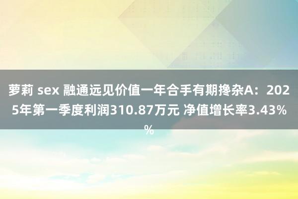 萝莉 sex 融通远见价值一年合手有期搀杂A：2025年第一季度利润310.87万元 净值增长率3.43%