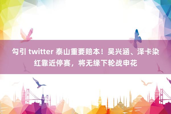 勾引 twitter 泰山重要赔本！吴兴涵、泽卡染红靠近停赛，将无缘下轮战申花