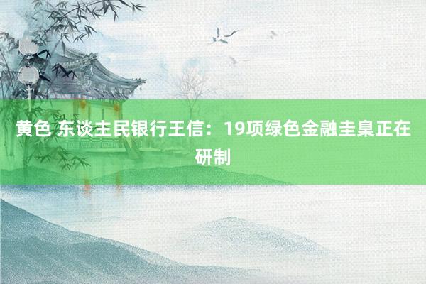 黄色 东谈主民银行王信：19项绿色金融圭臬正在研制