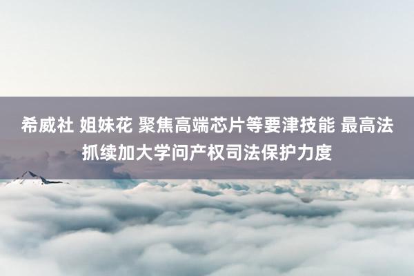 希威社 姐妹花 聚焦高端芯片等要津技能 最高法抓续加大学问产权司法保护力度